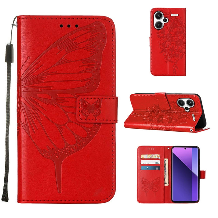 Funda para teléfono de cuero con mariposa en relieve, For Xiaomi Redmi 13C, For Xiaomi Redmi Note 13 Pro+ 5G, For Xiaomi Redmi Note 13 Pro 5G Global, For Xiaomi Poco M6 Pro 5G / Redmi 12 4G/5G, For Xiaomi Redmi K70 / K70 Pro                            ...