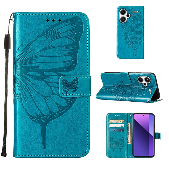 Funda para teléfono de cuero con mariposa en relieve, For Xiaomi Redmi 13C, For Xiaomi Redmi Note 13 Pro+ 5G, For Xiaomi Redmi Note 13 Pro 5G Global, For Xiaomi Poco M6 Pro 5G / Redmi 12 4G/5G, For Xiaomi Redmi K70 / K70 Pro                            ...