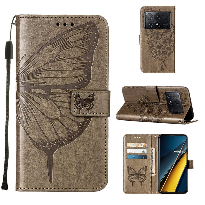 Funda para teléfono de cuero con mariposa en relieve, For Xiaomi Poco F6, For Xiaomi Poco M6 Pro 4G, For Xiaomi Poco X6 Neo 5G Global, For Xiaomi Redmi A3, For Xiaomi Redmi Note 13 Pro 4G Global, For Xiaomi Redmi Note 13 4G Global, For Xiaomi Redmi K70...