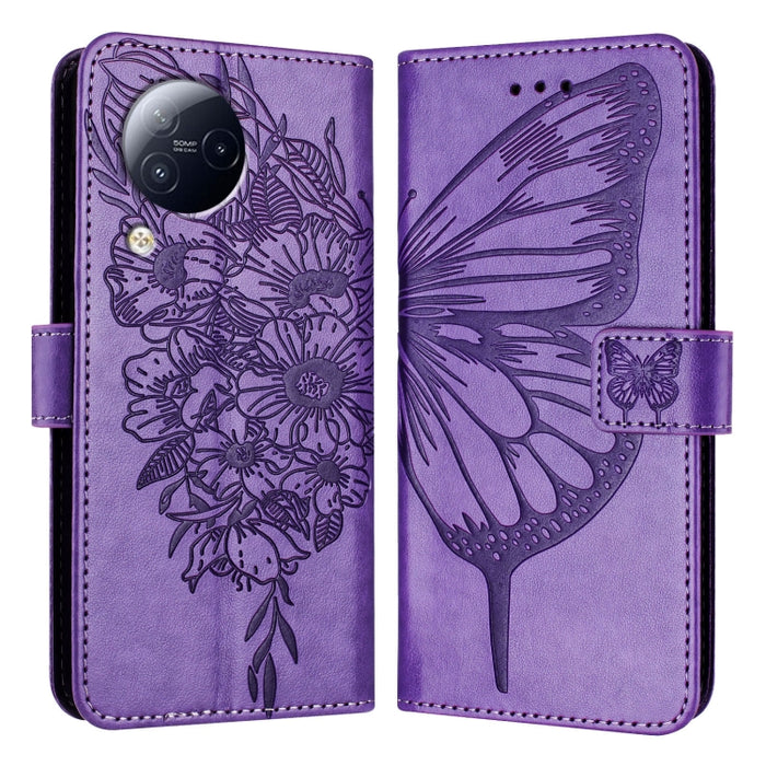 Funda para teléfono de cuero con mariposa en relieve, For Xiaomi Redmi 13C, For Xiaomi Redmi Note 13 Pro+ 5G, For Xiaomi Redmi Note 13 Pro 5G Global, For Xiaomi Poco M6 Pro 5G / Redmi 12 4G/5G, For Xiaomi Redmi K70 / K70 Pro                            ...