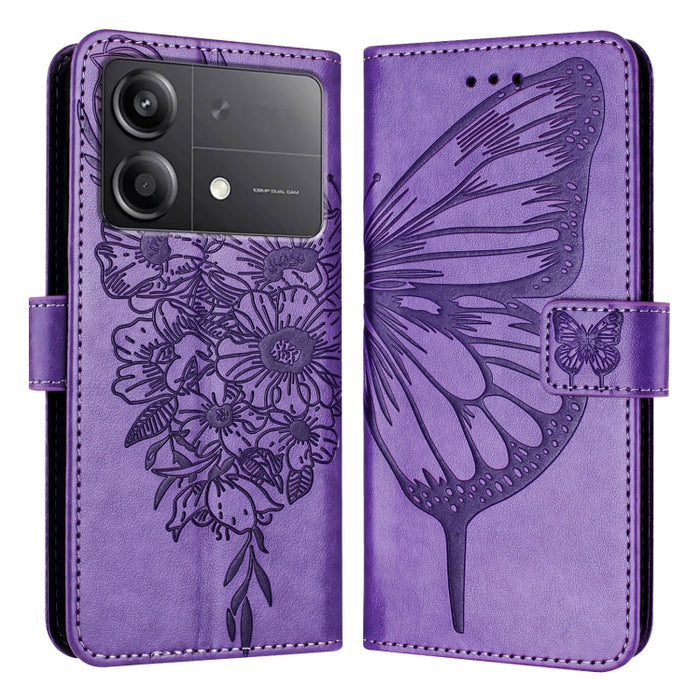 Funda para teléfono de cuero con mariposa en relieve, For Xiaomi Poco F6, For Xiaomi Poco M6 Pro 4G, For Xiaomi Poco X6 Neo 5G Global, For Xiaomi Redmi A3, For Xiaomi Redmi Note 13 Pro 4G Global, For Xiaomi Redmi Note 13 4G Global, For Xiaomi Redmi K70...
