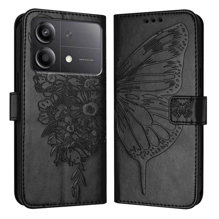 Funda para teléfono de cuero con mariposa en relieve, For Xiaomi Poco F6, For Xiaomi Poco M6 Pro 4G, For Xiaomi Poco X6 Neo 5G Global, For Xiaomi Redmi A3, For Xiaomi Redmi Note 13 Pro 4G Global, For Xiaomi Redmi Note 13 4G Global, For Xiaomi Redmi K70...