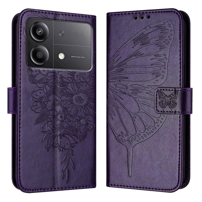 Funda para teléfono de cuero con mariposa en relieve, For Xiaomi Poco F6, For Xiaomi Poco M6 Pro 4G, For Xiaomi Poco X6 Neo 5G Global, For Xiaomi Redmi A3, For Xiaomi Redmi Note 13 Pro 4G Global, For Xiaomi Redmi Note 13 4G Global, For Xiaomi Redmi K70...