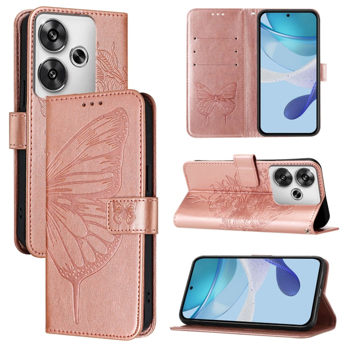Funda para teléfono de cuero con mariposa en relieve, For Xiaomi Poco F6, For Xiaomi Poco M6 Pro 4G, For Xiaomi Poco X6 Neo 5G Global, For Xiaomi Redmi A3, For Xiaomi Redmi Note 13 Pro 4G Global, For Xiaomi Redmi Note 13 4G Global, For Xiaomi Redmi K70...