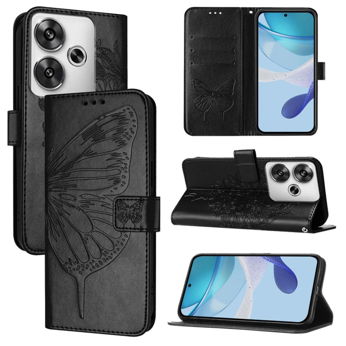 Funda para teléfono de cuero con mariposa en relieve, For Xiaomi Poco F6, For Xiaomi Poco M6 Pro 4G, For Xiaomi Poco X6 Neo 5G Global, For Xiaomi Redmi A3, For Xiaomi Redmi Note 13 Pro 4G Global, For Xiaomi Redmi Note 13 4G Global, For Xiaomi Redmi K70...