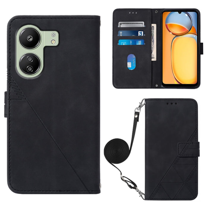 Funda para teléfono de cuero con tapa en relieve 3D cruzada, For Xiaomi Poco M6 Pro 4G, For Xiaomi Redmi A3, For Xiaomi Redmi Note 13 Pro 4G Global, For Xiaomi Redmi Note 13 4G Global, For Xiaomi Redmi K70E, For Xiaomi Poco X6 Pro                      ...