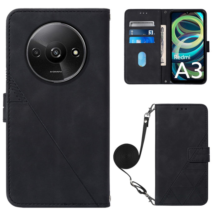 Funda para teléfono de cuero con tapa en relieve 3D cruzada, For Xiaomi Poco M6 Pro 4G, For Xiaomi Redmi A3, For Xiaomi Redmi Note 13 Pro 4G Global, For Xiaomi Redmi Note 13 4G Global, For Xiaomi Redmi K70E, For Xiaomi Poco X6 Pro                      ...