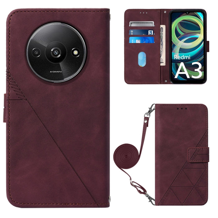 Funda para teléfono de cuero con tapa en relieve 3D cruzada, For Xiaomi Poco M6 Pro 4G, For Xiaomi Redmi A3, For Xiaomi Redmi Note 13 Pro 4G Global, For Xiaomi Redmi Note 13 4G Global, For Xiaomi Redmi K70E, For Xiaomi Poco X6 Pro                      ...