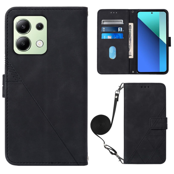 Funda para teléfono de cuero con tapa en relieve 3D cruzada, For Xiaomi Poco M6 Pro 4G, For Xiaomi Redmi A3, For Xiaomi Redmi Note 13 Pro 4G Global, For Xiaomi Redmi Note 13 4G Global, For Xiaomi Redmi K70E, For Xiaomi Poco X6 Pro                      ...