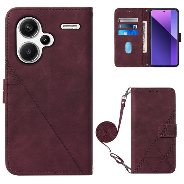 Funda para teléfono de cuero con tapa en relieve 3D cruzada, For Xiaomi Poco M6 Pro 4G, For Xiaomi Redmi A3, For Xiaomi Redmi Note 13 Pro 4G Global, For Xiaomi Redmi Note 13 4G Global, For Xiaomi Redmi K70E, For Xiaomi Poco X6 Pro                      ...