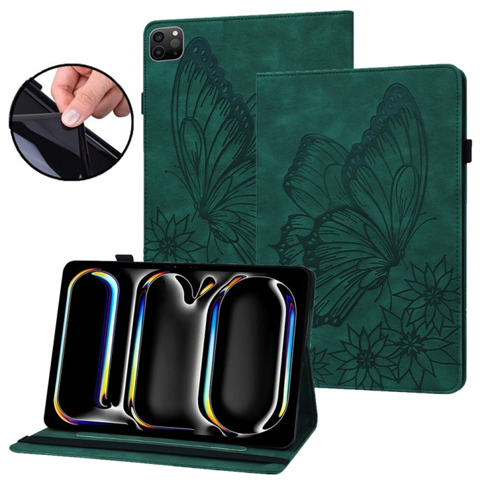 Funda para tablet de piel con relieve de mariposa grande, For iPad Pro 13 2025 / 2024, For iPad Pro 11 2025 / 2024, For iPad Pro 12.9 2022 / Air 13 2024 / 2025