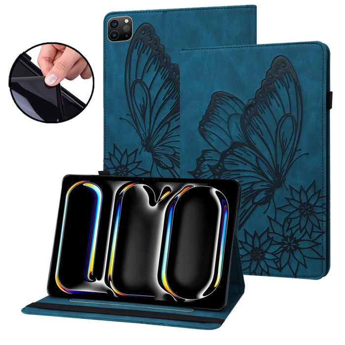 Funda para tablet de piel con relieve de mariposa grande, For iPad Pro 13 2025 / 2024, For iPad Pro 11 2025 / 2024, For iPad Pro 12.9 2022 / Air 13 2024 / 2025