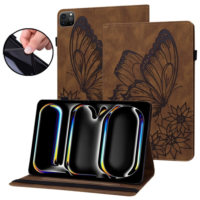 Funda para tablet de piel con relieve de mariposa grande, For iPad Pro 13 2025 / 2024, For iPad Pro 11 2025 / 2024, For iPad Pro 12.9 2022 / Air 13 2024 / 2025