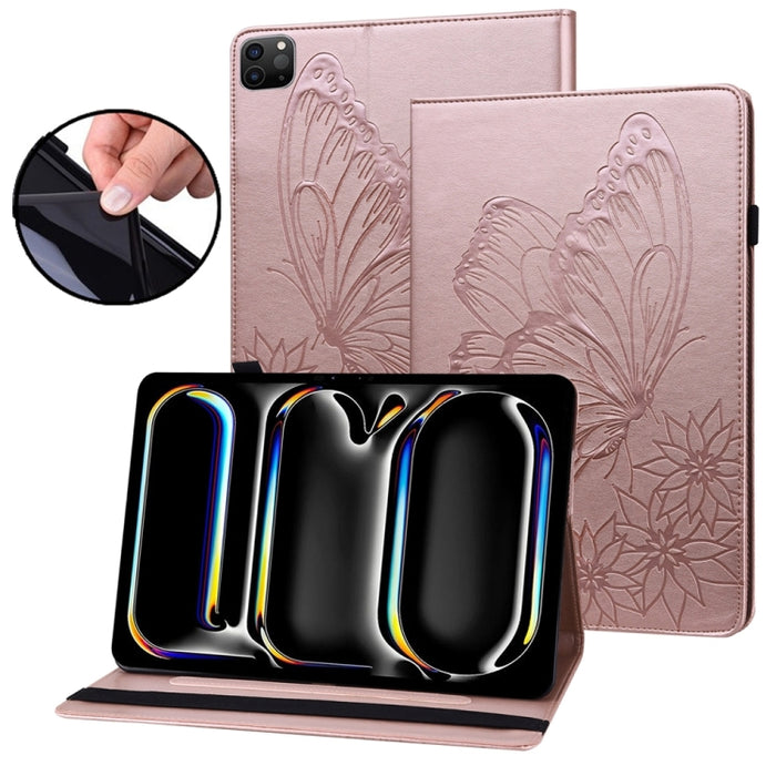 Funda para tablet de piel con relieve de mariposa grande, For iPad Pro 13 2025 / 2024, For iPad Pro 11 2025 / 2024, For iPad Pro 12.9 2022 / Air 13 2024 / 2025