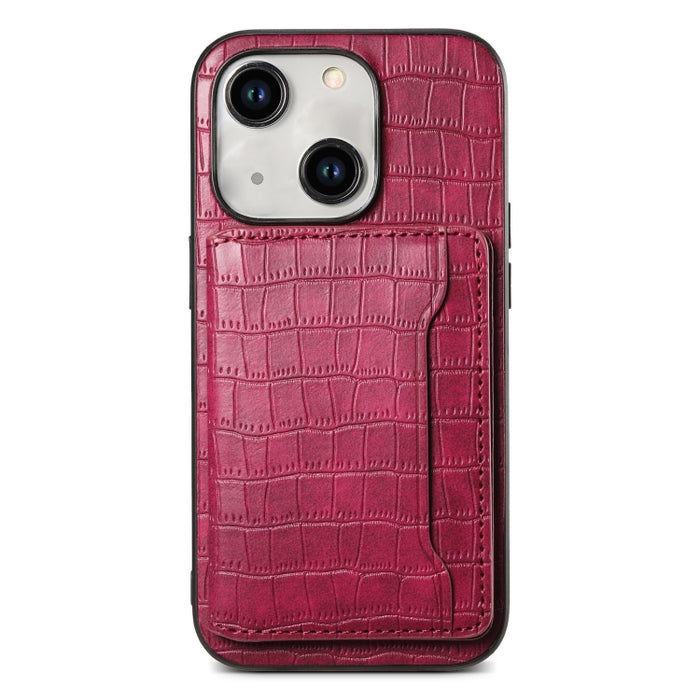 Estuche para teléfono de cobertura total con diseño de bolso de tarjeta con textura de cocodrilo, For iPhone 15 Pro Max, For iPhone 15 Pro, For iPhone 15 Plus, For iPhone 15, For iPhone 14 Plus, For iPhone 14, For iPhone 14 Pro, For iPhone 14 Pro Max  ...
