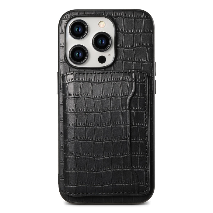 Estuche para teléfono de cobertura total con diseño de bolso de tarjeta con textura de cocodrilo, For iPhone 15 Pro Max, For iPhone 15 Pro, For iPhone 15 Plus, For iPhone 15, For iPhone 14 Plus, For iPhone 14, For iPhone 14 Pro, For iPhone 14 Pro Max  ...