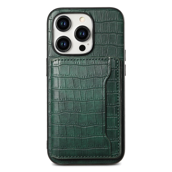 Estuche para teléfono de cobertura total con diseño de bolso de tarjeta con textura de cocodrilo, For iPhone 15 Pro Max, For iPhone 15 Pro, For iPhone 15 Plus, For iPhone 15, For iPhone 14 Plus, For iPhone 14, For iPhone 14 Pro, For iPhone 14 Pro Max  ...