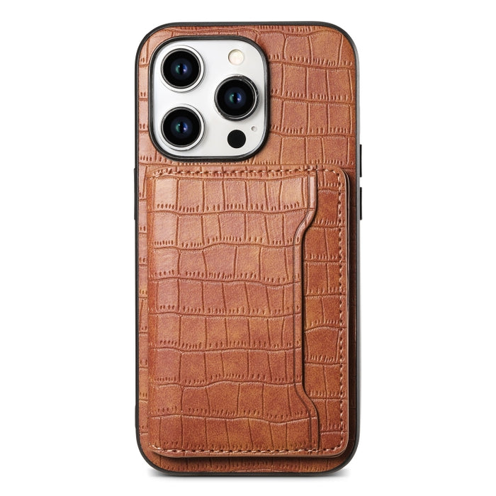 Estuche para teléfono de cobertura total con diseño de bolso de tarjeta con textura de cocodrilo, For iPhone 15 Pro Max, For iPhone 15 Pro, For iPhone 15 Plus, For iPhone 15, For iPhone 14 Plus, For iPhone 14, For iPhone 14 Pro, For iPhone 14 Pro Max  ...