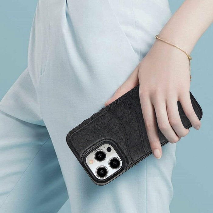 Funda para teléfono con ranuras para tarjetas de piel de cuero Litchi, For iPhone 13, For iPhone 12, For iPhone 12 Pro Max, For iPhone 12 Pro, For iPhone 11 Pro Max, For iPhone 11, For iPhone 11 Pro