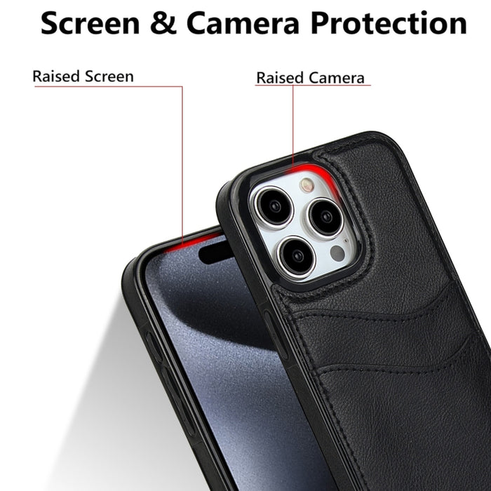 Funda para teléfono con ranuras para tarjetas de piel de cuero Litchi, For iPhone 13, For iPhone 12, For iPhone 12 Pro Max, For iPhone 12 Pro, For iPhone 11 Pro Max, For iPhone 11, For iPhone 11 Pro