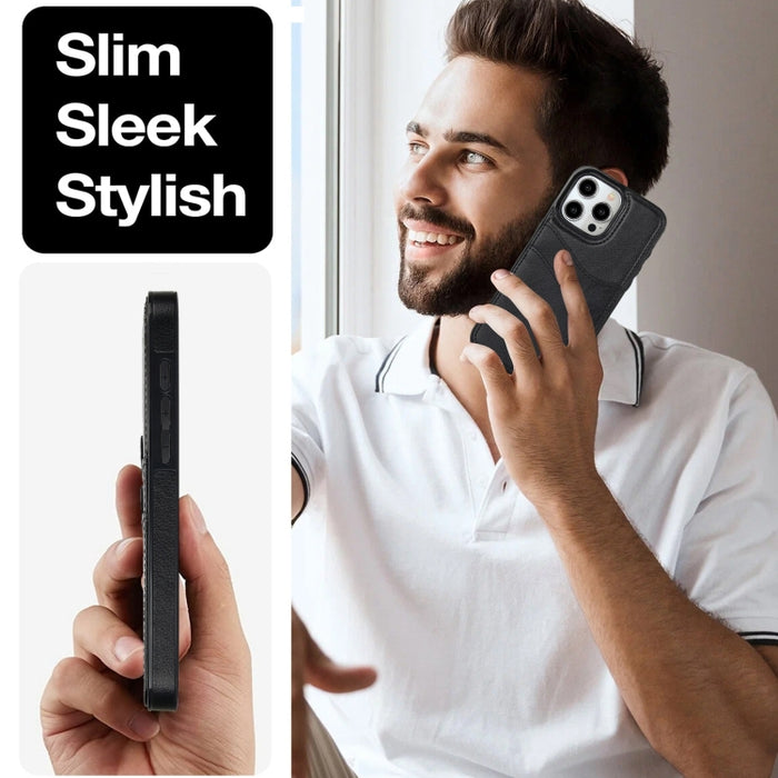 Funda para teléfono con ranuras para tarjetas de piel de cuero Litchi, For iPhone 13, For iPhone 12, For iPhone 12 Pro Max, For iPhone 12 Pro, For iPhone 11 Pro Max, For iPhone 11, For iPhone 11 Pro