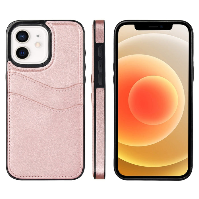 Funda para teléfono con ranuras para tarjetas de piel de cuero Litchi, For iPhone 13, For iPhone 12, For iPhone 12 Pro Max, For iPhone 12 Pro, For iPhone 11 Pro Max, For iPhone 11, For iPhone 11 Pro