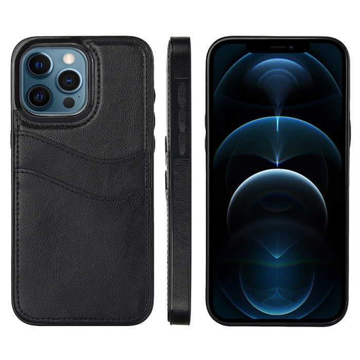 Funda para teléfono con ranuras para tarjetas de piel de cuero Litchi, For iPhone 13, For iPhone 12, For iPhone 12 Pro Max, For iPhone 12 Pro, For iPhone 11 Pro Max, For iPhone 11, For iPhone 11 Pro