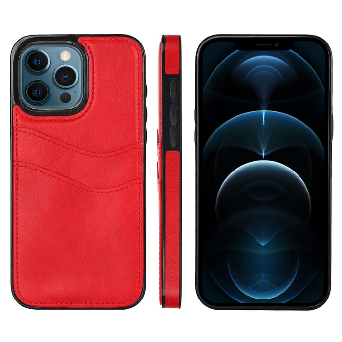 Funda para teléfono con ranuras para tarjetas de piel de cuero Litchi, For iPhone 13, For iPhone 12, For iPhone 12 Pro Max, For iPhone 12 Pro, For iPhone 11 Pro Max, For iPhone 11, For iPhone 11 Pro