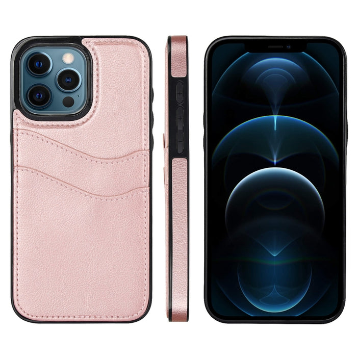 Funda para teléfono con ranuras para tarjetas de piel de cuero Litchi, For iPhone 13, For iPhone 12, For iPhone 12 Pro Max, For iPhone 12 Pro, For iPhone 11 Pro Max, For iPhone 11, For iPhone 11 Pro