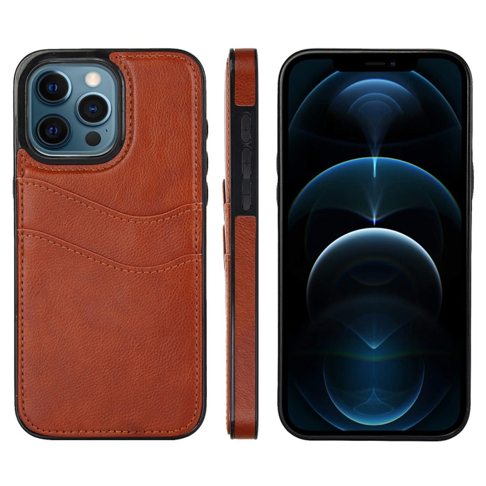 Funda para teléfono con ranuras para tarjetas de piel de cuero Litchi, For iPhone 13, For iPhone 12, For iPhone 12 Pro Max, For iPhone 12 Pro, For iPhone 11 Pro Max, For iPhone 11, For iPhone 11 Pro