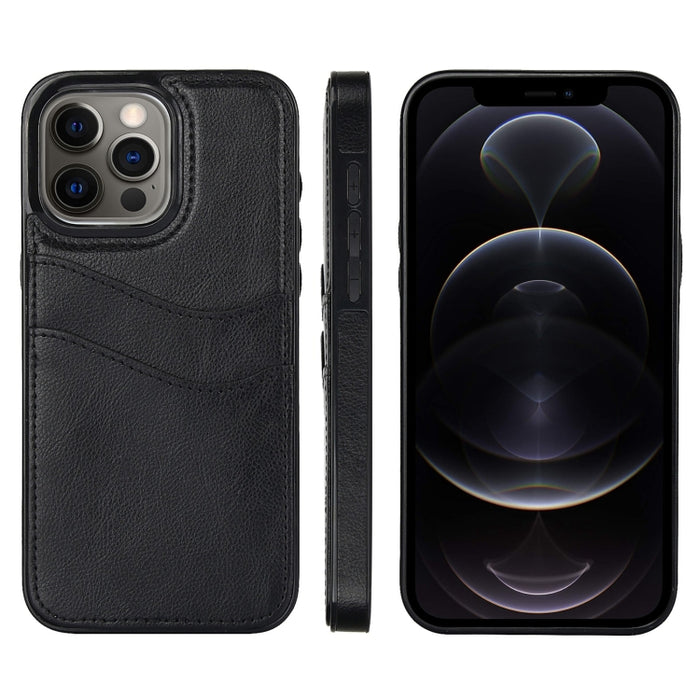 Funda para teléfono con ranuras para tarjetas de piel de cuero Litchi, For iPhone 13, For iPhone 12, For iPhone 12 Pro Max, For iPhone 12 Pro, For iPhone 11 Pro Max, For iPhone 11, For iPhone 11 Pro
