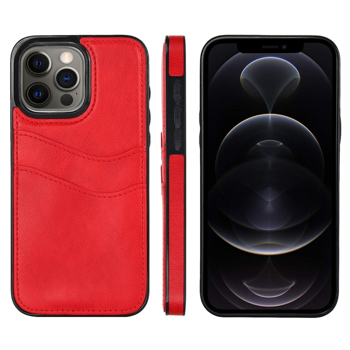 Funda para teléfono con ranuras para tarjetas de piel de cuero Litchi, For iPhone 13, For iPhone 12, For iPhone 12 Pro Max, For iPhone 12 Pro, For iPhone 11 Pro Max, For iPhone 11, For iPhone 11 Pro