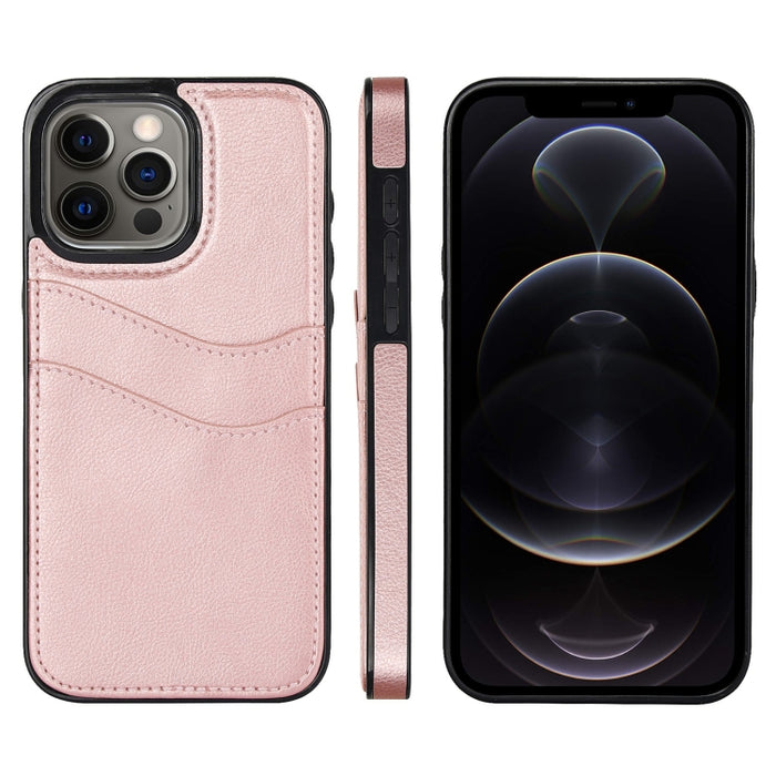 Funda para teléfono con ranuras para tarjetas de piel de cuero Litchi, For iPhone 13, For iPhone 12, For iPhone 12 Pro Max, For iPhone 12 Pro, For iPhone 11 Pro Max, For iPhone 11, For iPhone 11 Pro