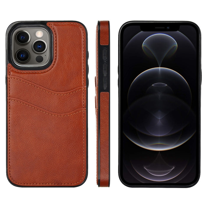 Funda para teléfono con ranuras para tarjetas de piel de cuero Litchi, For iPhone 13, For iPhone 12, For iPhone 12 Pro Max, For iPhone 12 Pro, For iPhone 11 Pro Max, For iPhone 11, For iPhone 11 Pro