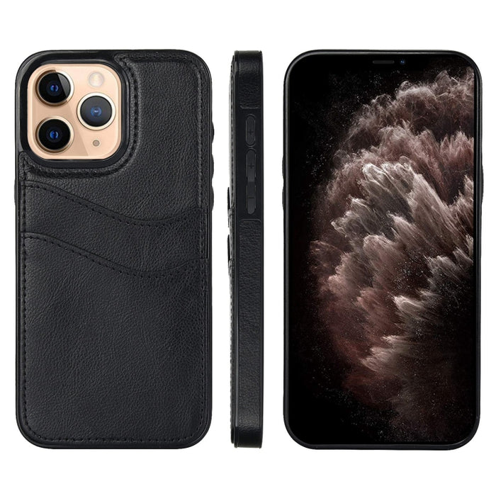 Funda para teléfono con ranuras para tarjetas de piel de cuero Litchi, For iPhone 13, For iPhone 12, For iPhone 12 Pro Max, For iPhone 12 Pro, For iPhone 11 Pro Max, For iPhone 11, For iPhone 11 Pro
