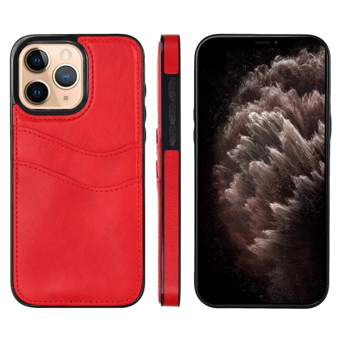 Funda para teléfono con ranuras para tarjetas de piel de cuero Litchi, For iPhone 13, For iPhone 12, For iPhone 12 Pro Max, For iPhone 12 Pro, For iPhone 11 Pro Max, For iPhone 11, For iPhone 11 Pro