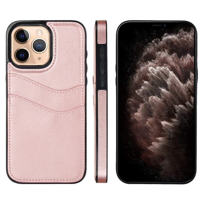 Funda para teléfono con ranuras para tarjetas de piel de cuero Litchi, For iPhone 13, For iPhone 12, For iPhone 12 Pro Max, For iPhone 12 Pro, For iPhone 11 Pro Max, For iPhone 11, For iPhone 11 Pro