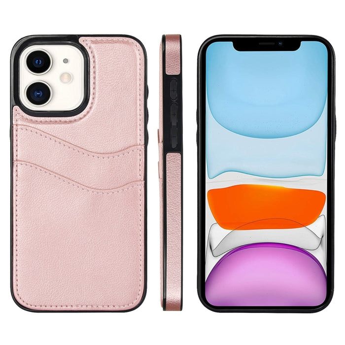 Funda para teléfono con ranuras para tarjetas de piel de cuero Litchi, For iPhone 13, For iPhone 12, For iPhone 12 Pro Max, For iPhone 12 Pro, For iPhone 11 Pro Max, For iPhone 11, For iPhone 11 Pro
