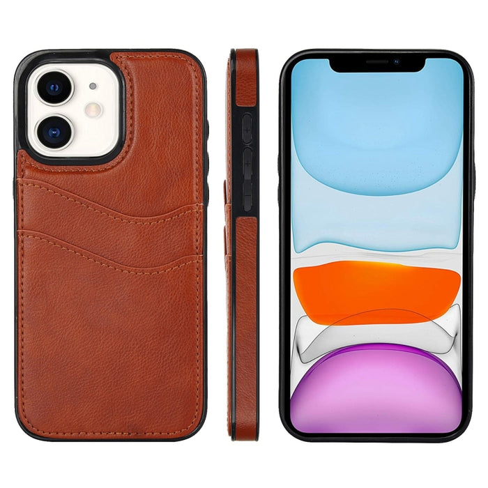 Funda para teléfono con ranuras para tarjetas de piel de cuero Litchi, For iPhone 13, For iPhone 12, For iPhone 12 Pro Max, For iPhone 12 Pro, For iPhone 11 Pro Max, For iPhone 11, For iPhone 11 Pro