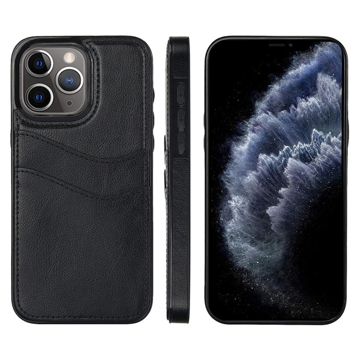 Funda para teléfono con ranuras para tarjetas de piel de cuero Litchi, For iPhone 13, For iPhone 12, For iPhone 12 Pro Max, For iPhone 12 Pro, For iPhone 11 Pro Max, For iPhone 11, For iPhone 11 Pro