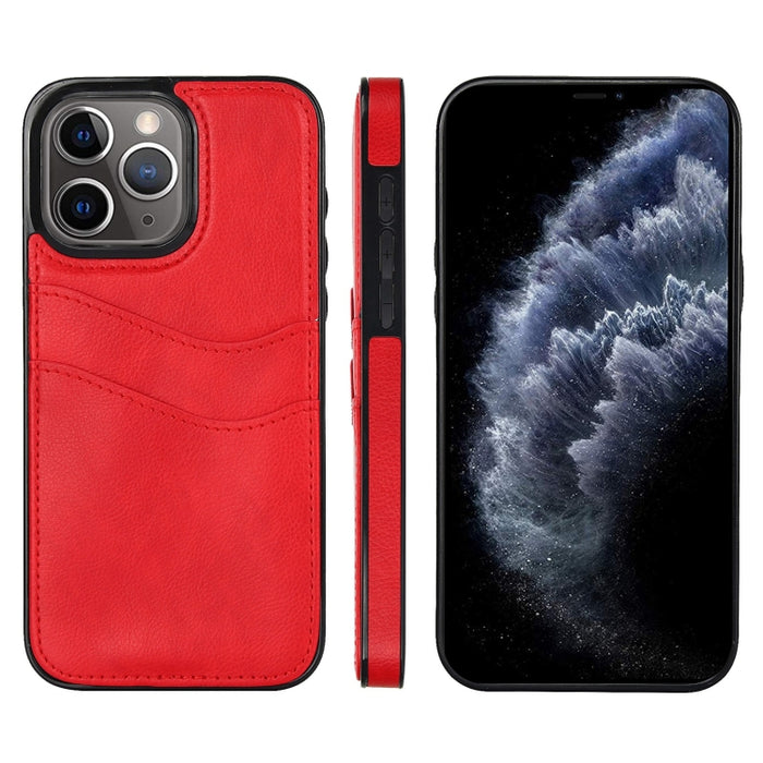 Funda para teléfono con ranuras para tarjetas de piel de cuero Litchi, For iPhone 13, For iPhone 12, For iPhone 12 Pro Max, For iPhone 12 Pro, For iPhone 11 Pro Max, For iPhone 11, For iPhone 11 Pro