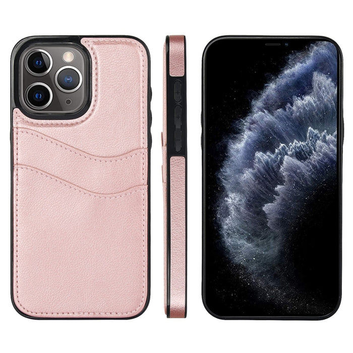 Funda para teléfono con ranuras para tarjetas de piel de cuero Litchi, For iPhone 13, For iPhone 12, For iPhone 12 Pro Max, For iPhone 12 Pro, For iPhone 11 Pro Max, For iPhone 11, For iPhone 11 Pro