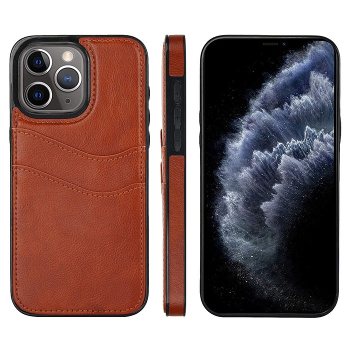 Funda para teléfono con ranuras para tarjetas de piel de cuero Litchi, For iPhone 13, For iPhone 12, For iPhone 12 Pro Max, For iPhone 12 Pro, For iPhone 11 Pro Max, For iPhone 11, For iPhone 11 Pro