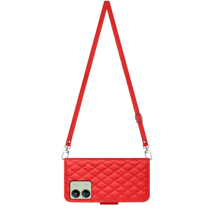 Funda para teléfono de cuero con tapa y textura rómbica con cordón largo, For Xiaomi Redmi 13C 4G, For Xiaomi 13T / 13T Pro, For Xiaomi Poco F5 / Redmi Note 12 Turbo, For Xiaomi Poco F5 Pro / Redmi K60, For Xiaomi Redmi Note 12S 4G Global              ...