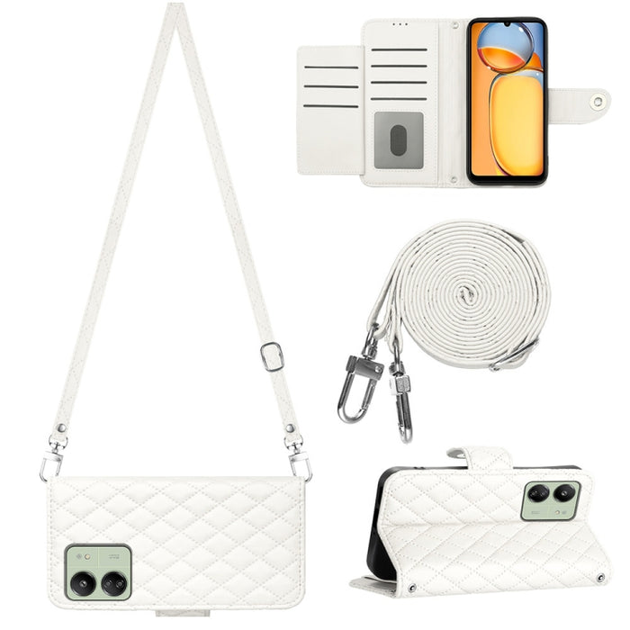 Funda para teléfono de cuero con tapa y textura rómbica con cordón largo, For Xiaomi Redmi 13C 4G, For Xiaomi 13T / 13T Pro, For Xiaomi Poco F5 / Redmi Note 12 Turbo, For Xiaomi Poco F5 Pro / Redmi K60, For Xiaomi Redmi Note 12S 4G Global              ...