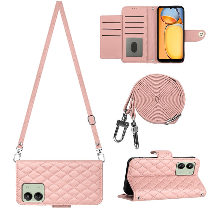 Funda para teléfono de cuero con tapa y textura rómbica con cordón largo, For Xiaomi Redmi 13C 4G, For Xiaomi 13T / 13T Pro, For Xiaomi Poco F5 / Redmi Note 12 Turbo, For Xiaomi Poco F5 Pro / Redmi K60, For Xiaomi Redmi Note 12S 4G Global              ...