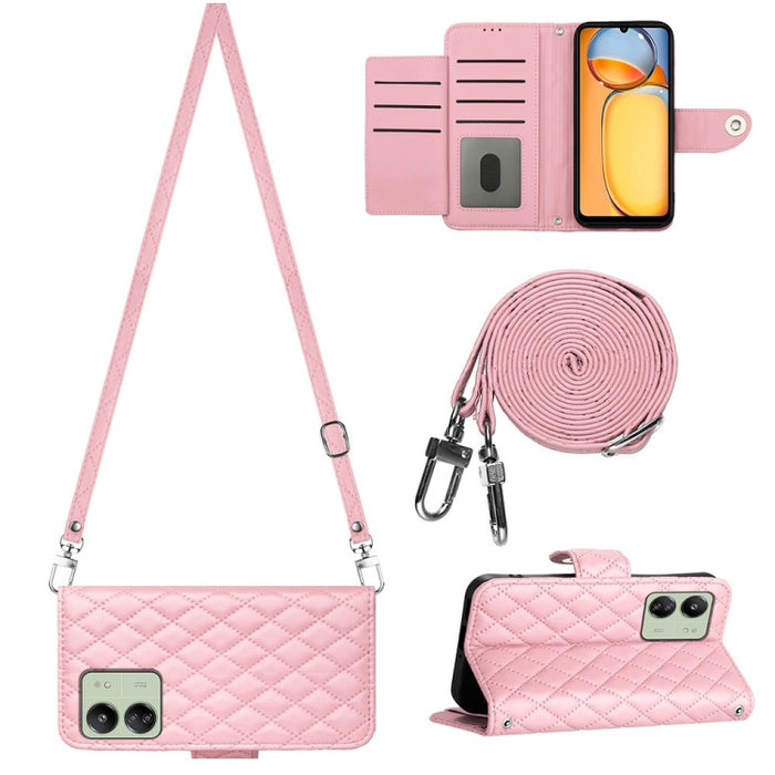 Funda para teléfono de cuero con tapa y textura rómbica con cordón largo, For Xiaomi Redmi 13C 4G, For Xiaomi 13T / 13T Pro, For Xiaomi Poco F5 / Redmi Note 12 Turbo, For Xiaomi Poco F5 Pro / Redmi K60, For Xiaomi Redmi Note 12S 4G Global              ...