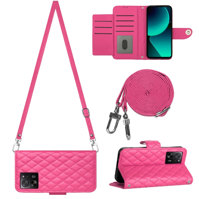 Funda para teléfono de cuero con tapa y textura rómbica con cordón largo, For Xiaomi Redmi 13C 4G, For Xiaomi 13T / 13T Pro, For Xiaomi Poco F5 / Redmi Note 12 Turbo, For Xiaomi Poco F5 Pro / Redmi K60, For Xiaomi Redmi Note 12S 4G Global              ...