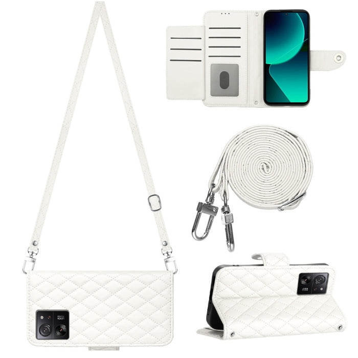 Funda para teléfono de cuero con tapa y textura rómbica con cordón largo, For Xiaomi Redmi 13C 4G, For Xiaomi 13T / 13T Pro, For Xiaomi Poco F5 / Redmi Note 12 Turbo, For Xiaomi Poco F5 Pro / Redmi K60, For Xiaomi Redmi Note 12S 4G Global              ...