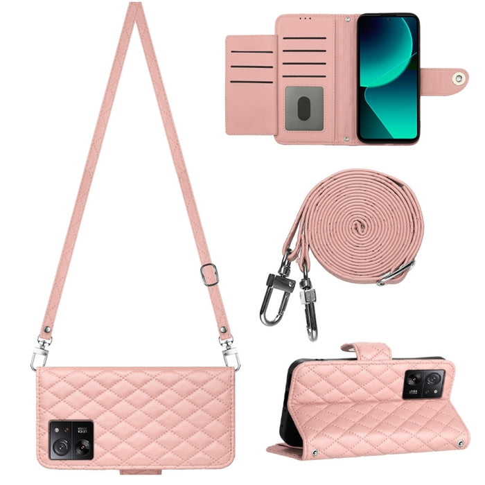 Funda para teléfono de cuero con tapa y textura rómbica con cordón largo, For Xiaomi Redmi 13C 4G, For Xiaomi 13T / 13T Pro, For Xiaomi Poco F5 / Redmi Note 12 Turbo, For Xiaomi Poco F5 Pro / Redmi K60, For Xiaomi Redmi Note 12S 4G Global              ...